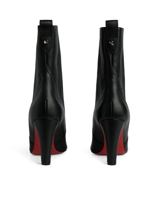 Christian Louboutin Black Santigag Leather Ankle Boots 85