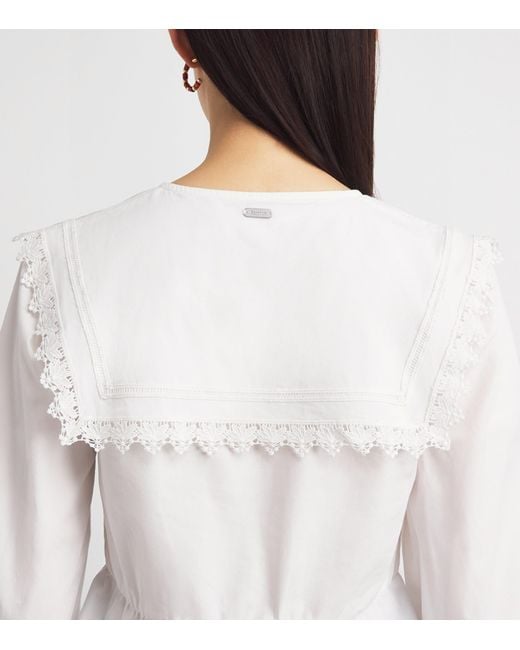 Barbour White Cotton Tisbury Blouse