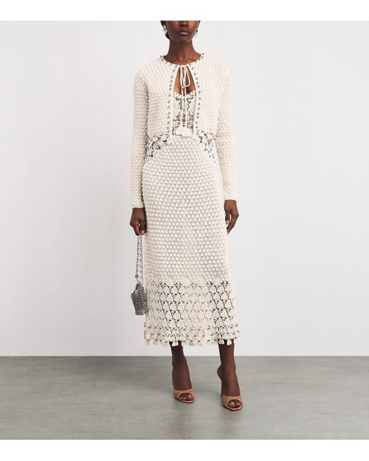 Rabanne Natural Cotton Crochet Tie-Detail Cardigan