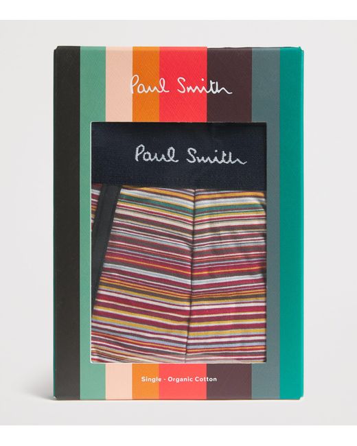 Paul Smith Blue Stretch-Organic Cotton Signature Stripe Trunks for men