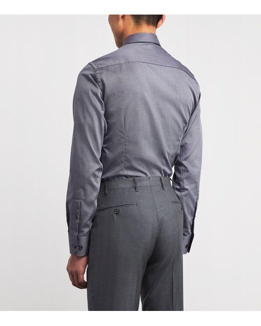 Eton of Sweden Blue Cotton Twill Puppytooth Slim Shirt for men