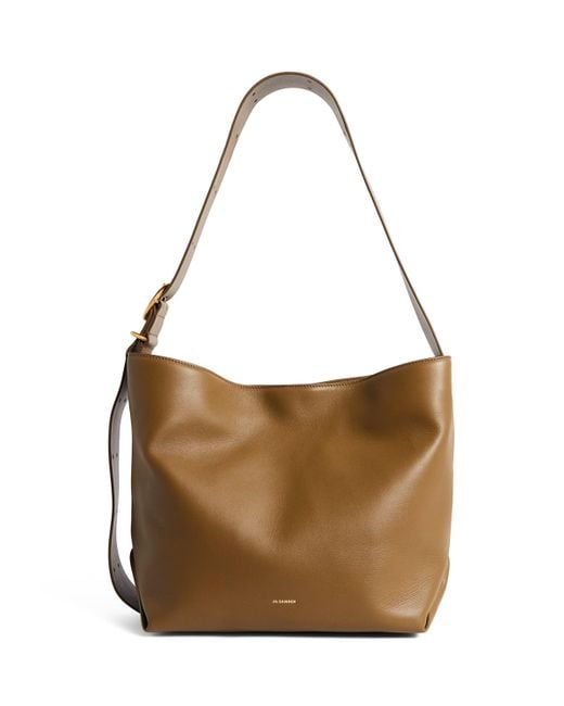 Jil Sander Brown Medium Leather Folded Tote Bag
