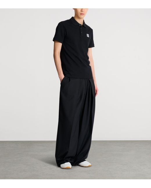 Balmain Black Cotton Logo-Embroidered Polo Shirt for men