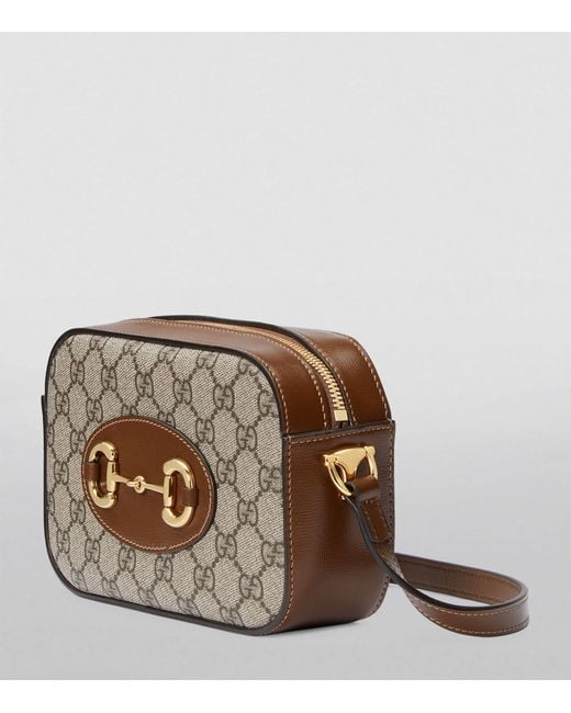 Gucci Brown Small Canvas Horsebit 1955 Shoulder Bag