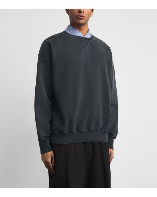 Maison Margiela Black Cotton Embroidered Logo Sweatshirt for men
