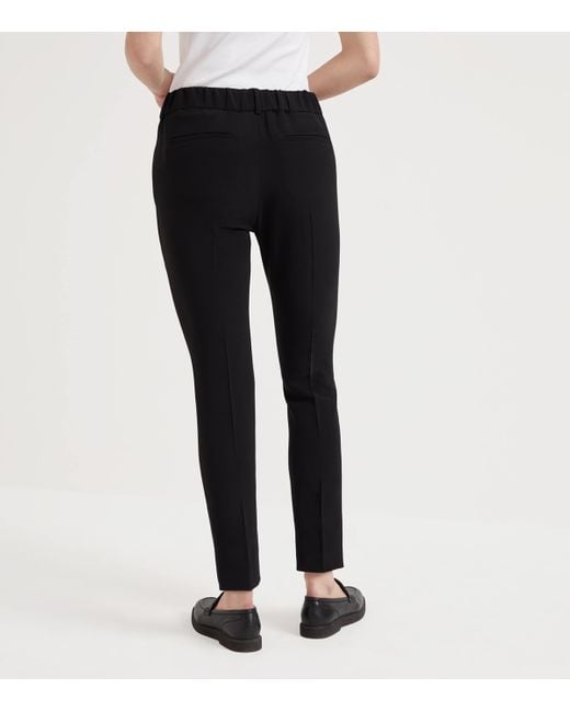 Brunello Cucinelli Blue Crepe Cady Slim Trousers