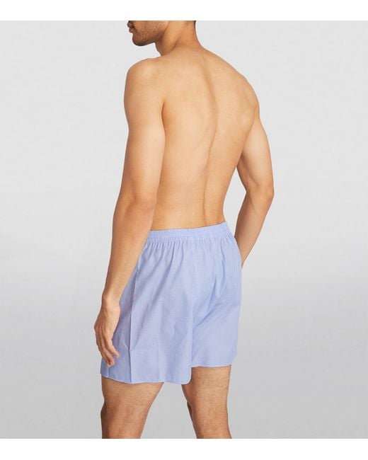 Zimmerli of Switzerland Blue Cotton Woven Boxers for men