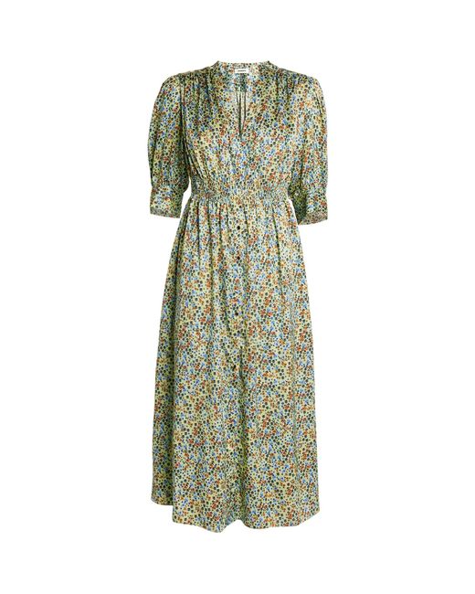 Sandro Synthetic Midi Floral Print Dress in Green | Lyst