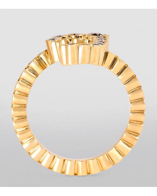 Sophie Bille Brahe Metallic And Diamond Ensemble 'G' Ring