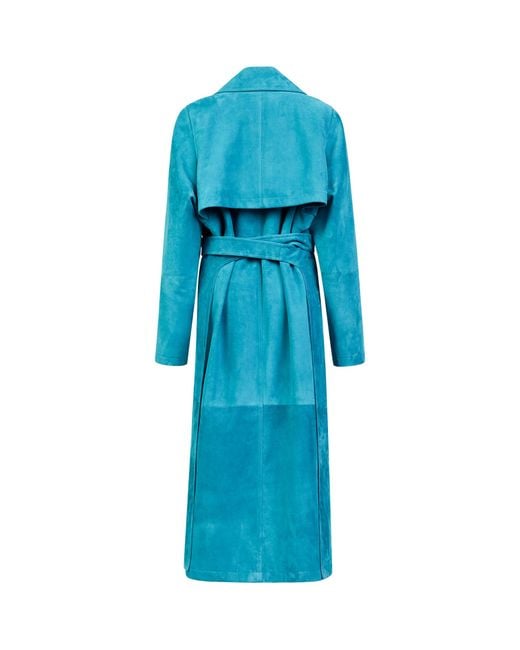 Alaïa Blue Goat Suede Trench Coat