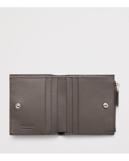 Prada Gray Saffiano Leather Triangle Wallet for men