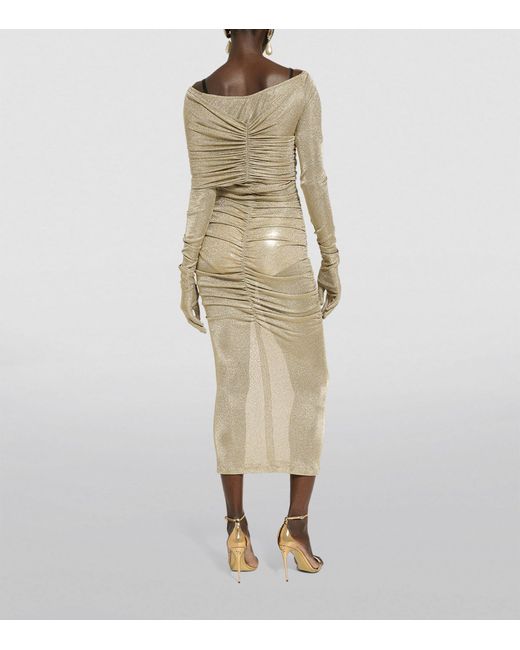 Dolce & Gabbana Natural Ruched Midi Dress