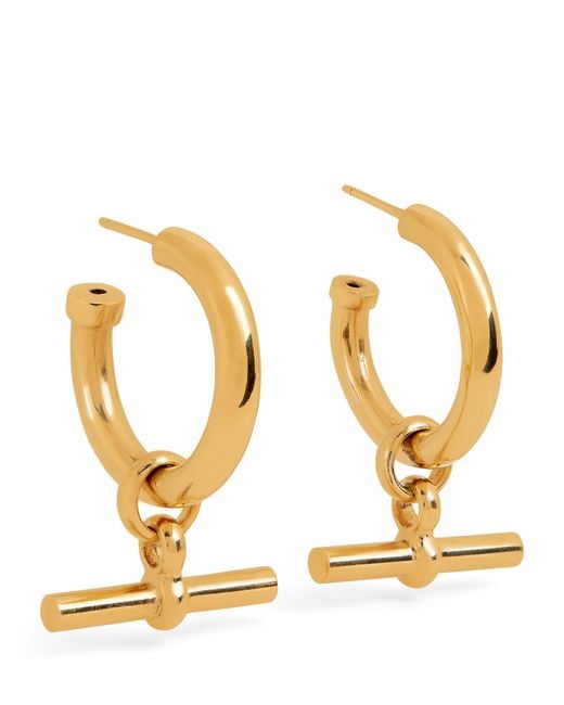 Tilly Sveaas Metallic Large-Plated T-Bar Hoop Earrings