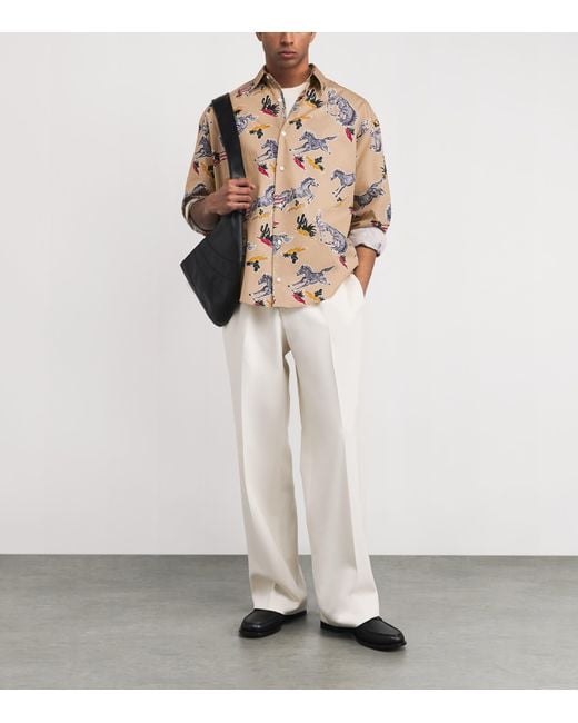 AMI Natural Cotton Horse Print Shirt for men