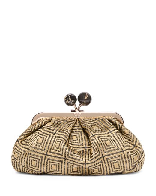 Weekend by Maxmara Metallic Woven Jacquard Pasticcino Clutch Bag