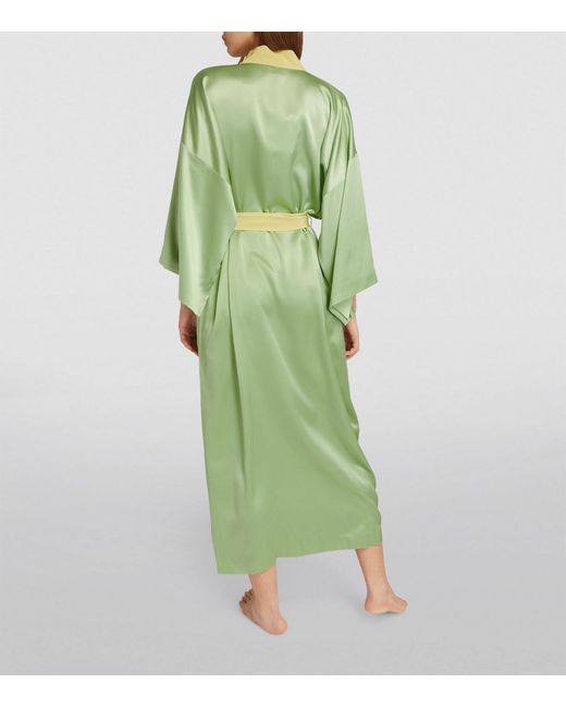 Olivia Von Halle Green Silk Queenie Kimono Robe