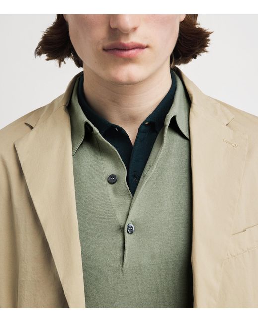 John Smedley Green Sea Island Cotton Adrian Polo Shirt for men