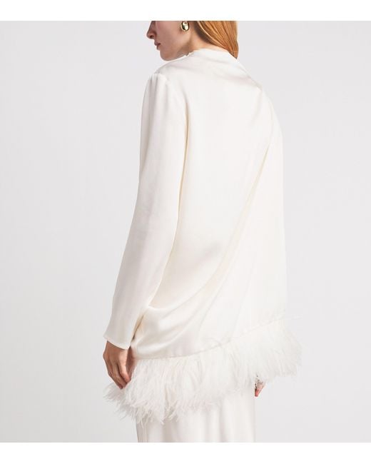 Fabiana Filippi White Feather-Trim Enver Top