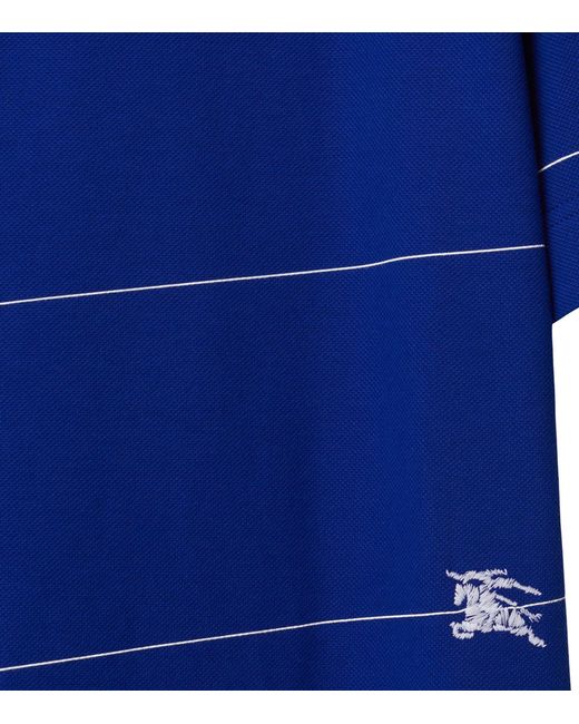 Burberry Blue Cotton Striped Polo Shirt for men