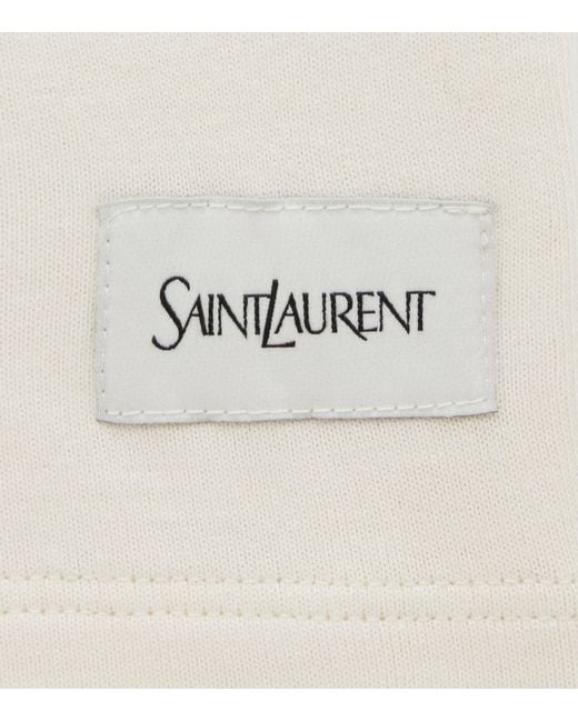 Saint Laurent White Logo-Patch T-Shirt for men