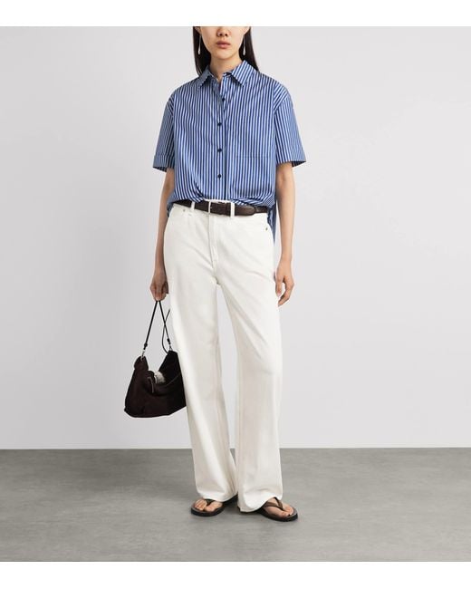 Rag & Bone White Featherweight Logan Mid-Rise Wide-Leg Jeans
