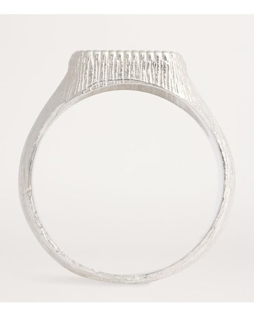 Bleue Burnham White Sterling Cottage Garden Signet Ring for men