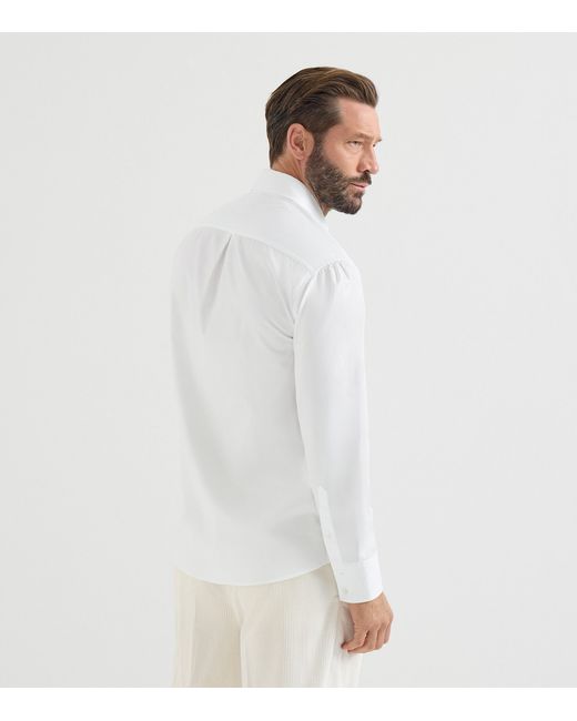 Brunello Cucinelli White Cotton Twill Shirt for men