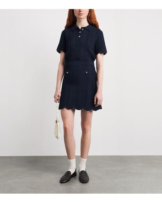 Sandro Blue Knitted Mini Skirt