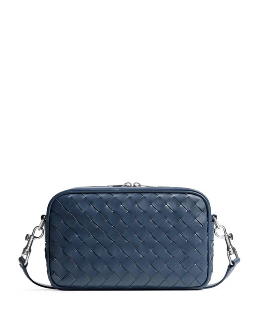 Bottega Veneta Blue Small Leather Intrecciato Camera Bag for men