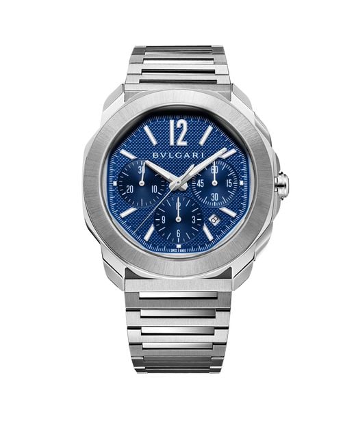 BVLGARI Blue Stainless Steel Octo Roma Watch 42mm for men