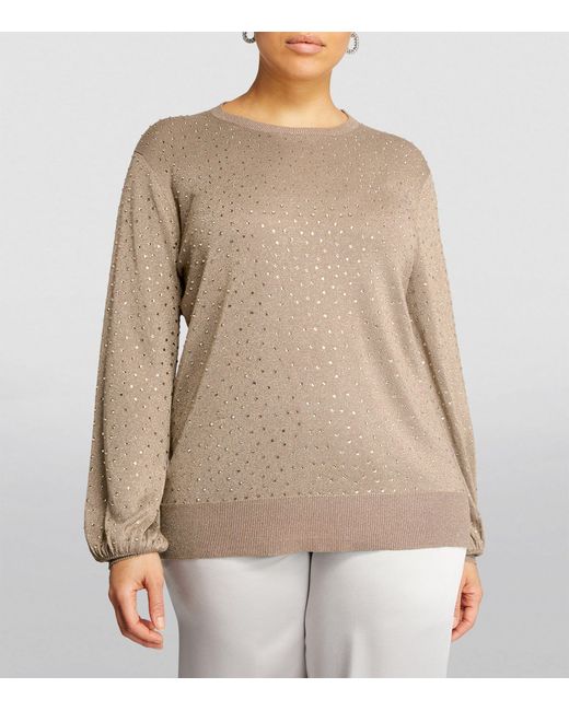 Marina Rinaldi Brown Crystal-embellished Sweatshirt