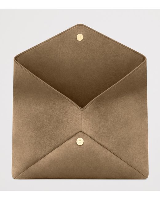 Saint Laurent Natural Large Suede Cassandre Envelope Pouch
