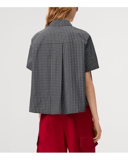 Loewe Gray Check Trapeze Short-Sleeve Shirt