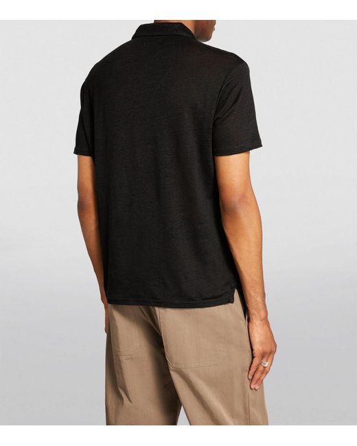 PAIGE Black Linen Polo Shirt for men