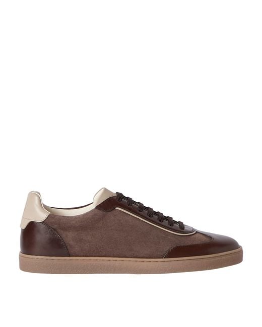 Brunello Cucinelli Brown Suede-Leather Sneakers for men