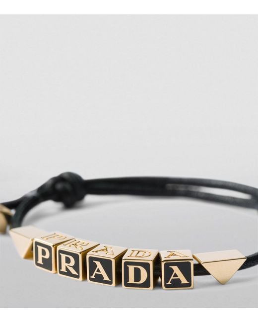 Prada Black Nappa Leather Logo Bracelet