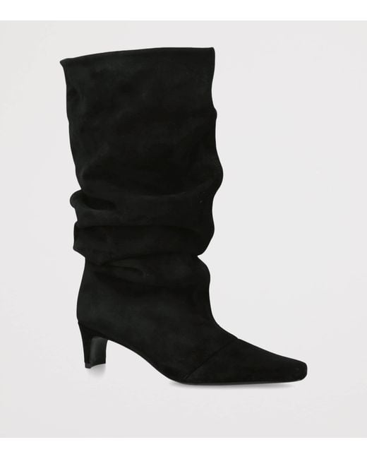 Staud Black Suede Wally Slouch Heeled Boots 55