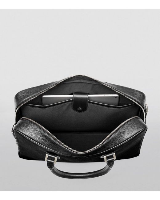 Aspinal Black Leather Mount Street Briefcase Bag for men