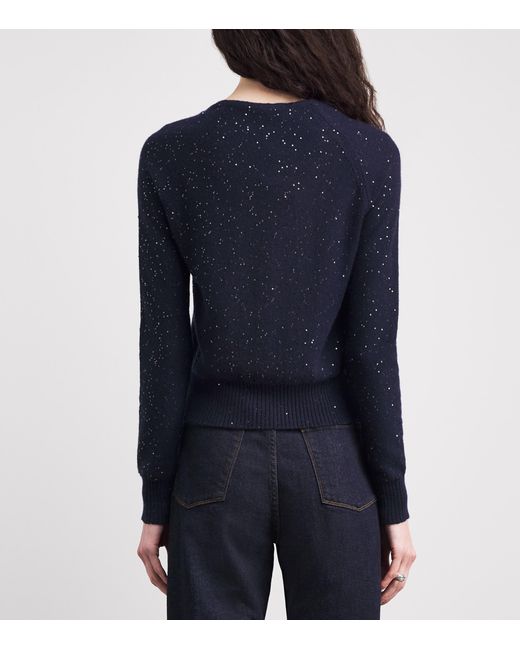 Kiton Blue Cashmere Sequin Sweater