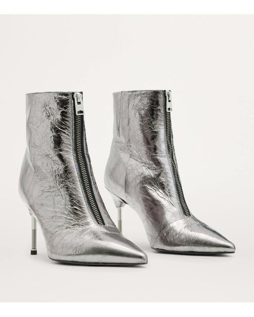 AllSaints Gray Metallic Leather Natasha Boot 52