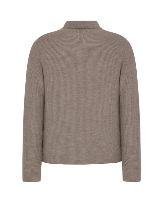 The Row Brown Bertram Cashmere Long-Sleeve Polo Shirt for men