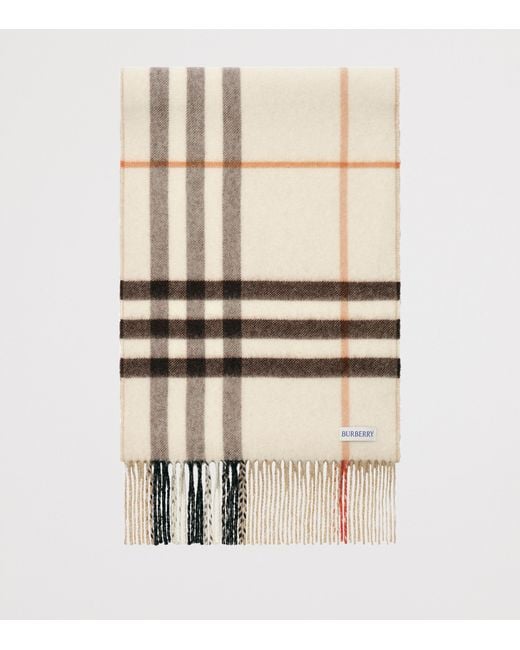 Burberry Natural Cashmere Reversible Check Scarf