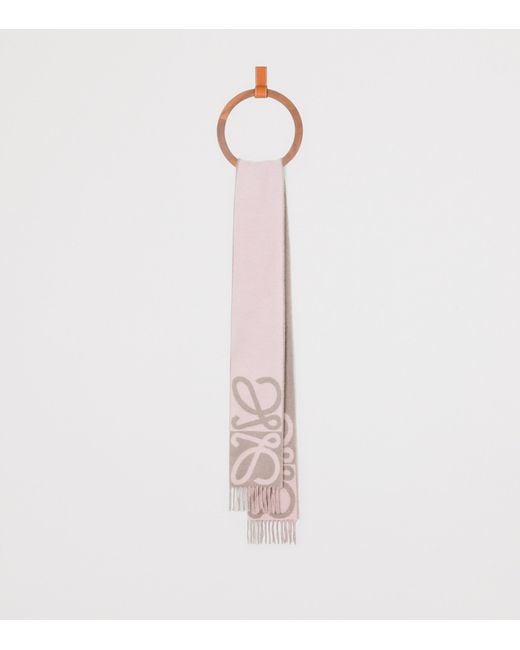 Loewe Pink Wool-Cashmere Anagram Scarf