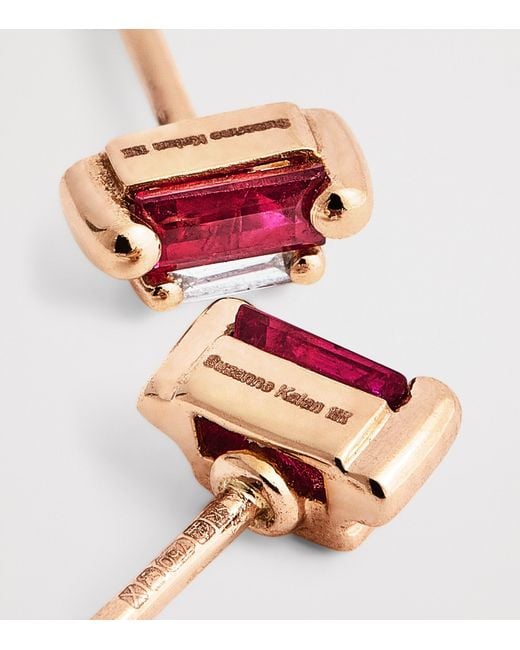 Suzanne Kalan Red Ruby And Diamond Bold Stud Earrings