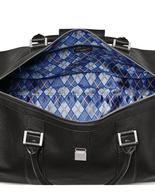 Aspinal Black Leather Boston Holdall for men