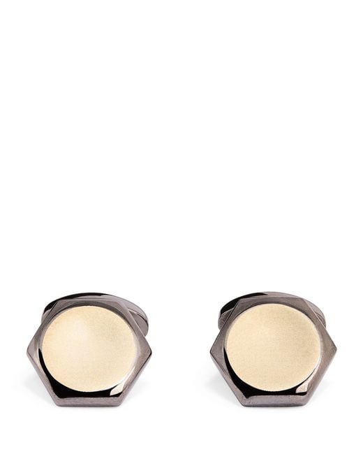 Babette Wasserman Natural Rhodium-Plated Hexagon Cufflinks for men
