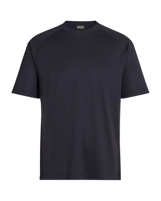 Zegna Black High Performance Wool-cotton T-shirt for men