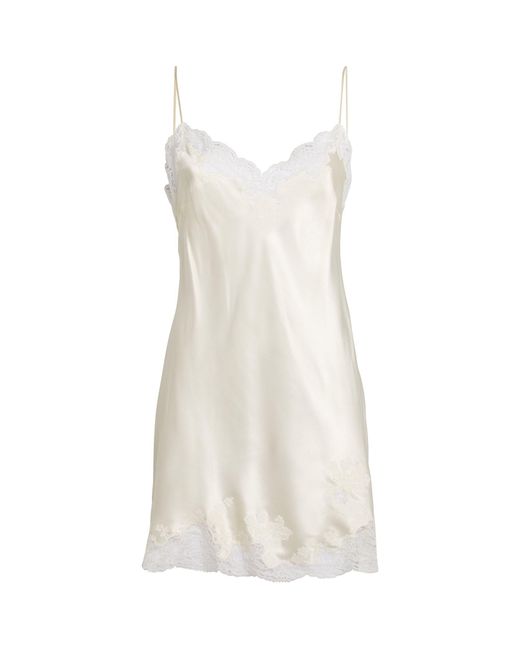 Carine Gilson White Silk Lace-detail Slip Dress