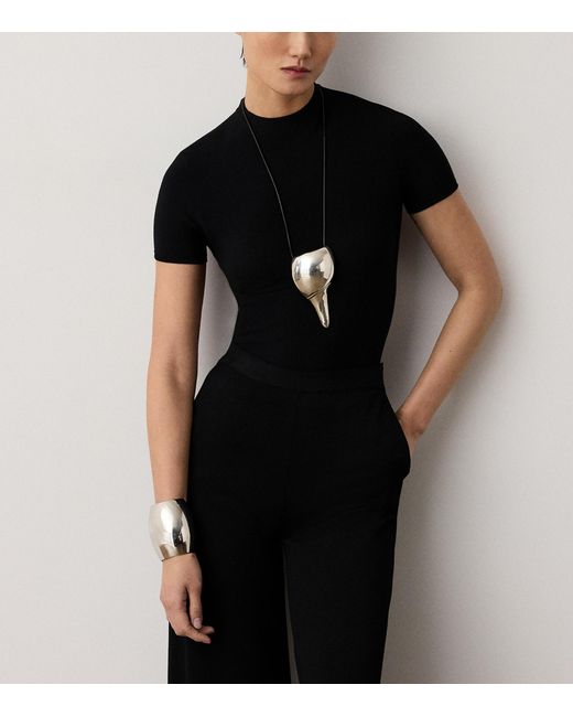 Ralph Lauren Black Mock-Neck Top
