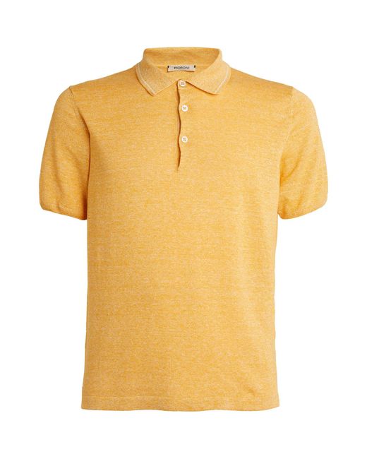 FIORONI CASHMERE Yellow Linen-blend Polo Shirt for men